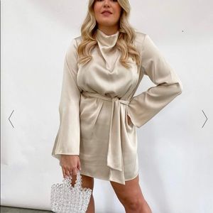 Cowl Neck Long Sleeve Dress
